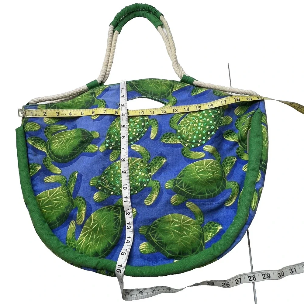 Karwan Sun N Sand Cotton Canvas Tote Bag Tropical Turtles Beach